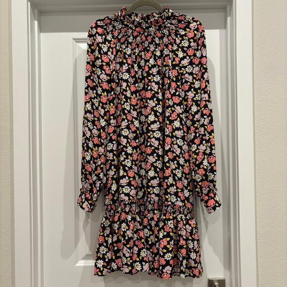 Kate Spade Road Trip Floral Shift Dress NWOT Chic Feminine Smocked Ruffle Dress - Picture 2 of 10